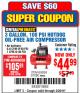 Harbor Freight Coupon 3 GALLON 100 PSI OILLESS HOT DOG STYLE AIR COMPRESSOR Lot No. 97080/69269 Expired: 2/26/18 - $44.99
