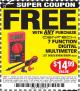 Harbor Freight FREE Coupon 7 FUNCTION DIGITAL MULTIMETER Lot No. 30756 Expired: 10/1/15 - FWP