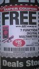 Harbor Freight FREE Coupon 7 FUNCTION DIGITAL MULTIMETER Lot No. 30756 Expired: 4/23/16 - FWP