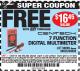 Harbor Freight FREE Coupon 7 FUNCTION DIGITAL MULTIMETER Lot No. 30756 Expired: 8/31/16 - FWP