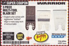 Harbor Freight Coupon 3 PIECE MULTI-TOOL BLADE SET Lot No. 61827/65979/68966 Expired: 10/31/19 - $7.99