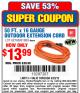 Harbor Freight Coupon 50 FT. x 16 GAUGE OUTDOOR EXTENSION CORD Lot No. 62941 Expired: 6/29/15 - $13.99