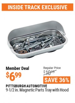 Harbor Freight ITC Coupon 9-1/2" MAGNETIC PARTS TRAY WITH HOOD Lot No. 97801 Expired: 4/29/21 - $6.99