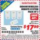 Harbor Freight ITC Coupon INDOOR WIRELESS REMOTE SYSTEM PACK OF 3 Lot No. 62575/68759 Expired: 9/30/15 - $17.99