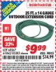 Harbor Freight ITC Coupon 25 FT. x 14 GAUGE OUTDOOR EXTENSION CORD Lot No. 45283/60267/61862 Expired: 7/31/15 - $9.99