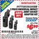Harbor Freight ITC Coupon 3 PIECE UNIVERSAL IMPACT JOINT SOCKET ADAPTER SET Lot No. 67986 Expired: 1/31/16 - $6.99