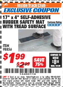 Harbor Freight ITC Coupon 17" x 4" SELF-ADHESIVE RUBBER SAFETY ,AT WITH TREAD SURFACE Lot No. 98856 Expired: 5/31/18 - $1.99