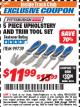 Harbor Freight ITC Coupon 5 PIECE UPHOLSTERY AND TRIM TOOL SET Lot No. 99739 Expired: 12/31/17 - $11.99