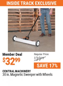 Harbor Freight ITC Coupon CENTRAL MACHINERY 30 IN. MAGNETIC SWEEPER WITH WHEELS Lot No. 93245 Expired: 5/31/21 - $32.99