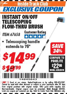 Harbor Freight ITC Coupon TELESCOPING FLOW-THRU BRUSH Lot No. 67658 Expired: 5/31/18 - $14.99