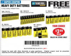 Harbor Freight FREE Coupon C D 9V HEAVY DUTY BATTERIES Lot No. 68384/61274/61679/68381/61275/61676/68383 Expired: 8/11/19 - FWP