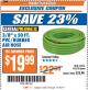 Harbor Freight ITC Coupon 3/8" x 50 FT. PVC/RUBBER AIR HOSE Lot No. 60358/62256 Expired: 10/10/17 - $19.99