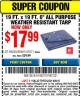 Harbor Freight Coupon HFT 19 FT. X 19 FT. 6 IN. BLUE ALL-PURPOSE WEATHER-RESISTANT TARP Lot No. 47671 Expired: 8/9/15 - $17.99