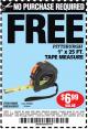 Harbor Freight FREE Coupon 1" X 25 FT. TAPE MEASURE Lot No. 69080/69030/69031 Expired: 4/9/15 - NPR