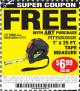 Harbor Freight FREE Coupon 1" X 25 FT. TAPE MEASURE Lot No. 69080/69030/69031 Expired: 9/22/15 - FWP