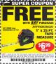 Harbor Freight FREE Coupon 1" X 25 FT. TAPE MEASURE Lot No. 69080/69030/69031 Expired: 10/30/15 - FWP