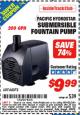 Harbor Freight ITC Coupon SUBMERSIBLE FOUNTAIN PUMP Lot No. 68393 Expired: 4/30/16 - $9.99