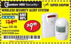 Harbor Freight Coupon WIRELESS SECURITY ALERT SYSTEM Lot No. 61910 / 62447 / 90368 Expired: 11/12/17 - $9.99