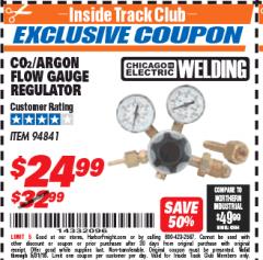 Harbor Freight ITC Coupon CO2/ARGON REGULATOR GAUGE Lot No. 94841 Expired: 5/31/18 - $24.99