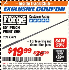 Harbor Freight ITC Coupon 60" PINCH POINT BAR Lot No. 95971 Expired: 8/31/18 - $19.99