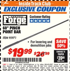 Harbor Freight ITC Coupon PITTSBURGH 60 IN. PINCH POINT BAR Lot No. 95971 Expired: 8/31/18 - $19.99