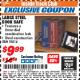 Harbor Freight ITC Coupon LARGE STEEL BOOK SAFE Lot No. 95814 Expired: 11/30/17 - $9.99