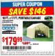 Harbor Freight Coupon COVERPRO 10 FT. X 17 FT. PORTABLE GARAGE Lot No. 62859, 63055, 62860 Expired: 10/2/16 - $179.99