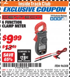 Harbor Freight ITC Coupon 6 FUNCTION DIGITAL MULTIMETER Lot No. 96308 Expired: 4/30/19 - $9.99
