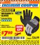 Harbor Freight ITC Coupon PADDED MECHANICS GLOVES Lot No. 62424/62423/62425 Expired: 8/31/17 - $7.99