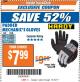 Harbor Freight ITC Coupon PADDED MECHANICS GLOVES Lot No. 62424/62423/62425 Expired: 10/10/17 - $7.99