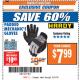 Harbor Freight ITC Coupon PADDED MECHANICS GLOVES Lot No. 62424/62423/62425 Expired: 2/27/18 - $7.99