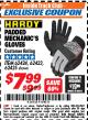 Harbor Freight ITC Coupon PADDED MECHANICS GLOVES Lot No. 62424/62423/62425 Expired: 4/30/18 - $7.99