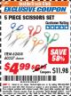 Harbor Freight ITC Coupon 5 PIECE SCISSORS SET Lot No. 62458/60337 Expired: 8/31/17 - $4.99