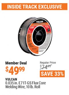 Harbor Freight ITC Coupon 0.035" FLUX CORE WELDING WIRE 10 LB. ROLL Lot No. 44876 Expired: 4/29/21 - $49.99