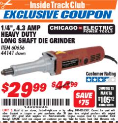 Harbor Freight ITC Coupon 1/4" HEAVY DUTY LONG SHAFT DIE GRINDER Lot No. 60656/44141 Expired: 5/31/18 - $29.99