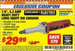 Harbor Freight ITC Coupon 1/4" HEAVY DUTY LONG SHAFT DIE GRINDER Lot No. 60656/44141 Expired: 7/31/18 - $29.99