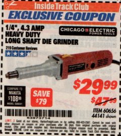 Harbor Freight ITC Coupon 1/4" HEAVY DUTY LONG SHAFT DIE GRINDER Lot No. 60656/44141 Expired: 7/31/19 - $29.99
