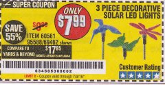 Harbor Freight Coupon LUMINAR OUTDOOR 30 IN. SOLAR LED GARDEN DECORATIVE LIGHTS, 3-PACK Lot No. 59266/69462 Expired: 7/3/19 - $7.99