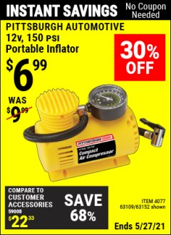 Harbor Freight Coupon 12 VOLT, 250 PSI AIR COMPRESSOR Lot No. 4077/61740 Expired: 4/29/21 - $6.99