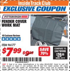 Harbor Freight ITC Coupon FENDER COVER WORK MAT Lot No. 96177 Expired: 4/30/19 - $7.99