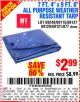 Harbor Freight Coupon 7 FT. 4" x 9 FT. 6" ALL PURPOSE WEATHER RESISTANT TARP Lot No. 877/69115/69121/69129/69137/69249 Expired: 10/14/15 - $2.99