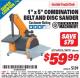 Harbor Freight ITC Coupon 1" X 5" COMBINATION BELT AND DISC SANDER Lot No. 34951/69033 Expired: 11/30/15 - $59.99