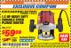 Harbor Freight ITC Coupon 1.5 HP HEAVY DUTY VARIABLE SPEED PLUNGE ROUTER Lot No. 67119 Expired: 7/31/17 - $59.99