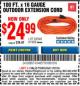Harbor Freight Coupon 100 FT X 16 GAUGE OUTDOOR EXTENSION CORD Lot No. 62940/61908 Expired: 1/31/16 - $24.99