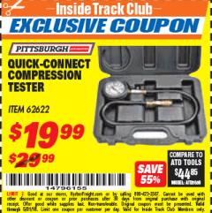 Harbor Freight ITC Coupon QUICK CONNECT COMPRESSION TESTER Lot No. 62622/95187 Expired: 5/31/18 - $19.99