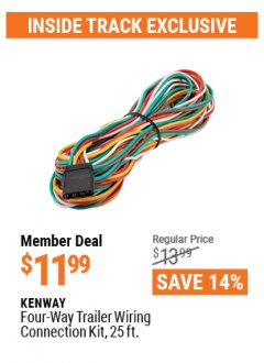 Harbor Freight ITC Coupon FOUR-WAY TRAILER WIRING CONNECTION KIT Lot No. 62990/96658 Expired: 4/29/21 - $11.99