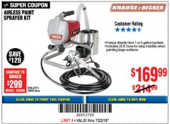 Harbor Freight Coupon AIRLESS PAINT SPRAYER KIT Lot No. 62915/60600 Expired: 7/22/18 - $169.99