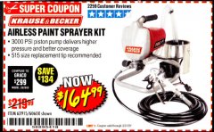 Harbor Freight Coupon AIRLESS PAINT SPRAYER KIT Lot No. 62915/60600 Expired: 3/31/20 - $164.99