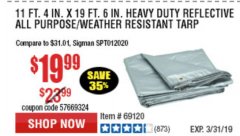 Harbor Freight Coupon 5 FT. 6" X 7 FT. 6" ALL PURPOSE WEATHER RESISTANT TARP Lot No. 953/63110/69210/69128/69136/69248 Expired: 3/31/19 - $19.99