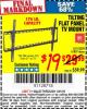 Harbor Freight Coupon ARMSTRONG 37 IN. TO 70 IN. LARGE TILT FLAT PANEL TV MOUNT Lot No. 64356 Expired: 1/31/16 - $19